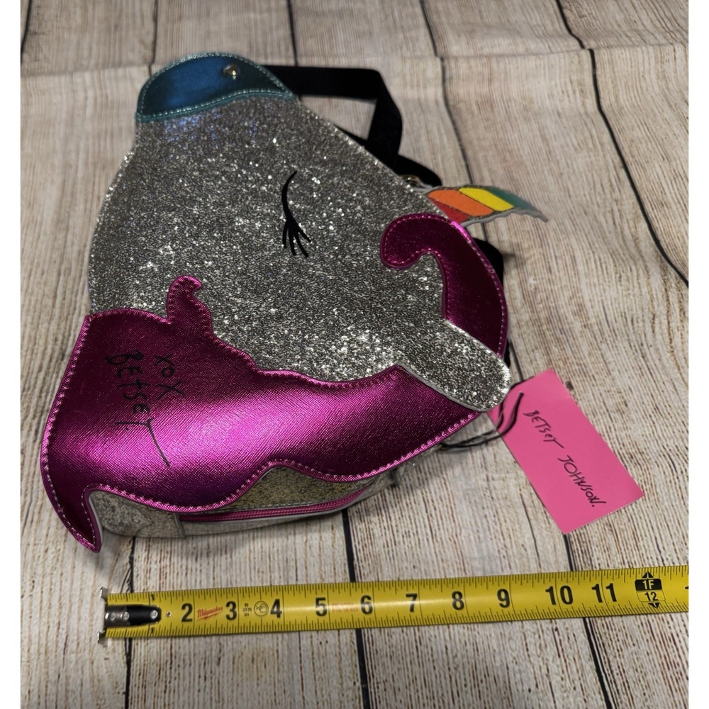 NWT Betsey Johnson Unicorn Insulated Lunch Tote Glittery Silver New with Tags B6 - Picture 4 of 7